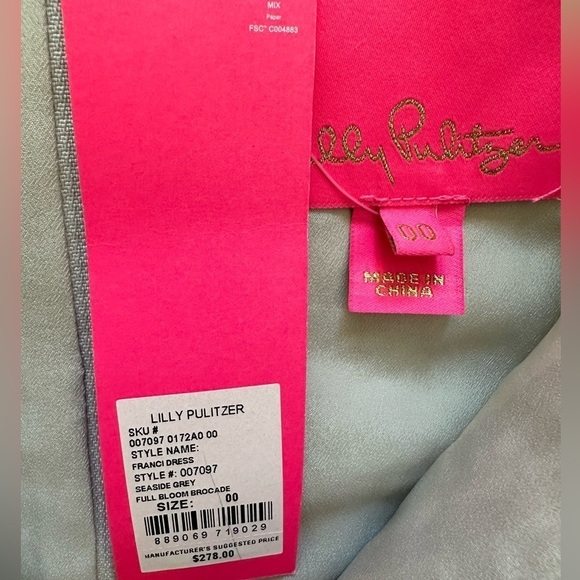 LILLY PULITZER 00 Franci Dress Seaside Grey Full Bloom Brocade NWT - Picture 7 of 16